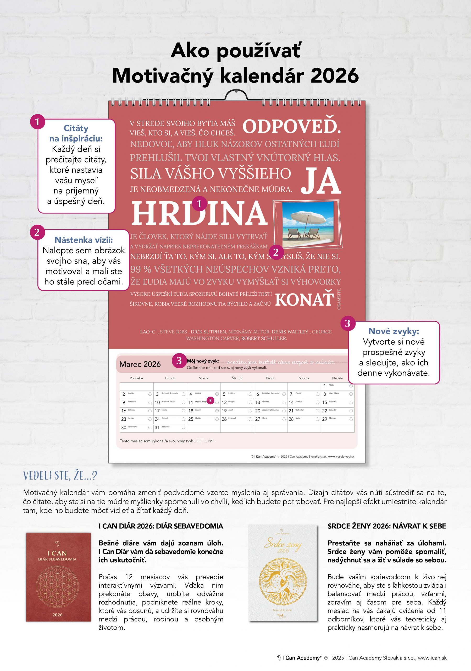Motivačný kalendár 2026 od I Can Academy (predpredaj) – Obrázok 2