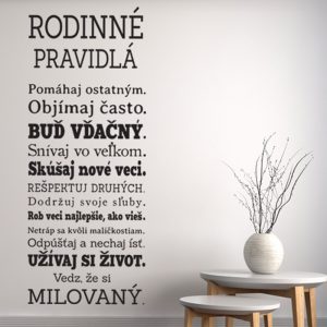 Rodinné pravidlá - nálepka na stenu